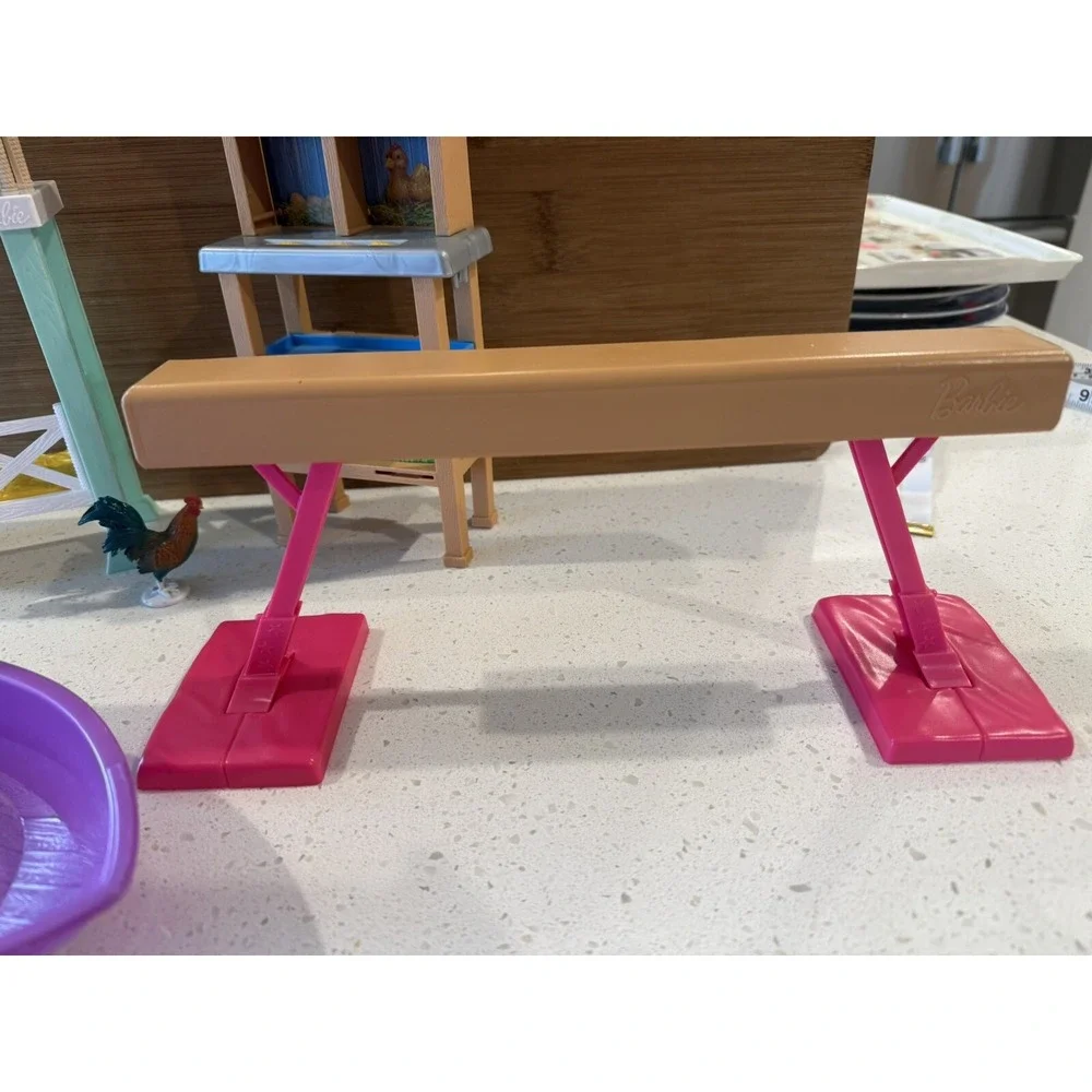 Barbie Boat, Balance Beam,‎ Farm Stand And Chicken Coup Set Of 4